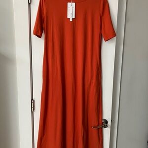 Elegant Rust Maxi Teeshirt  Dress